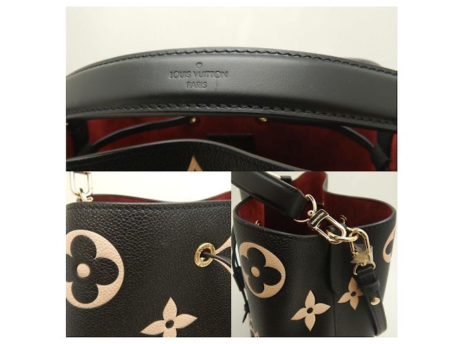 Néonoé Borsa Louis Vuitton Bicolor Monogram Empreinte NeoNoe MM Nero Beige - vista 6