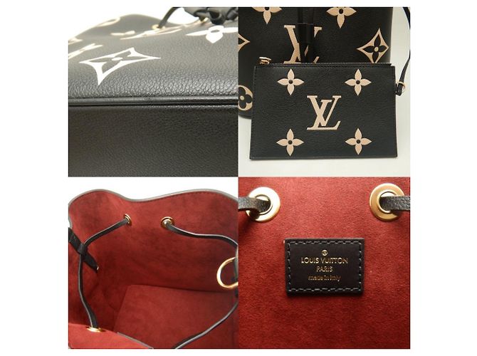 Néonoé Borsa Louis Vuitton Bicolor Monogram Empreinte NeoNoe MM Nero Beige - vista 9