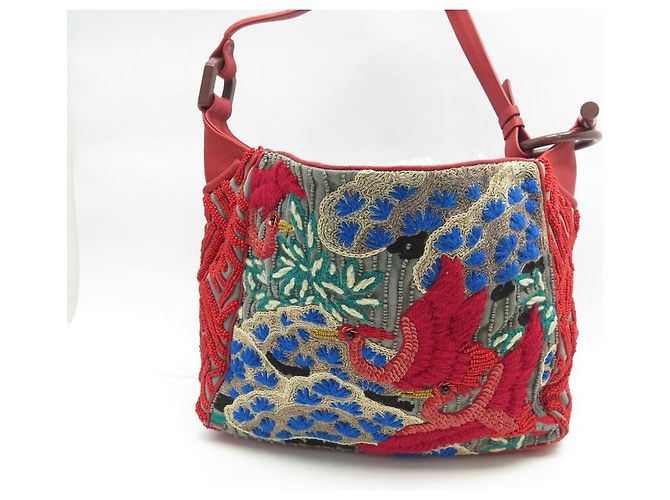 NOVE BORSA A MANO JAMIN PUECH BORSA UCCELLI BORDATURE PAILLETTES ROSSA Multicolore - vista 2