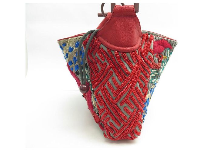NOVE BORSA A MANO JAMIN PUECH BORSA UCCELLI BORDATURE PAILLETTES ROSSA Multicolore - vista 3