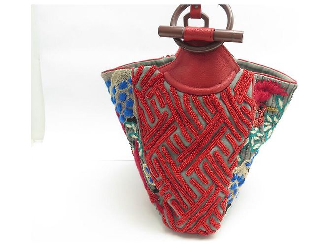 NOVE BORSA A MANO JAMIN PUECH BORSA UCCELLI BORDATURE PAILLETTES ROSSA Multicolore - vista 4