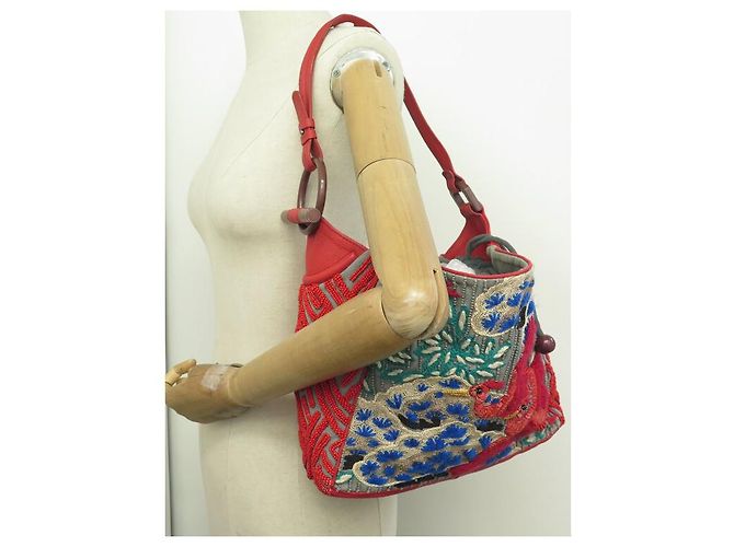 NOVE BORSA A MANO JAMIN PUECH BORSA UCCELLI BORDATURE PAILLETTES ROSSA Multicolore - vista 6