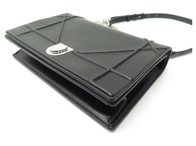 NUOVO BORSO A MANO CHRISTIAN DIOR DIORAMA GRANDE A TRACOLLA IN PELLE NERA - vista 4