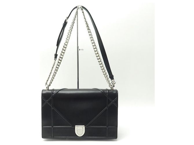 NUOVO BORSO A MANO CHRISTIAN DIOR DIORAMA GRANDE A TRACOLLA IN PELLE NERA - vista 6