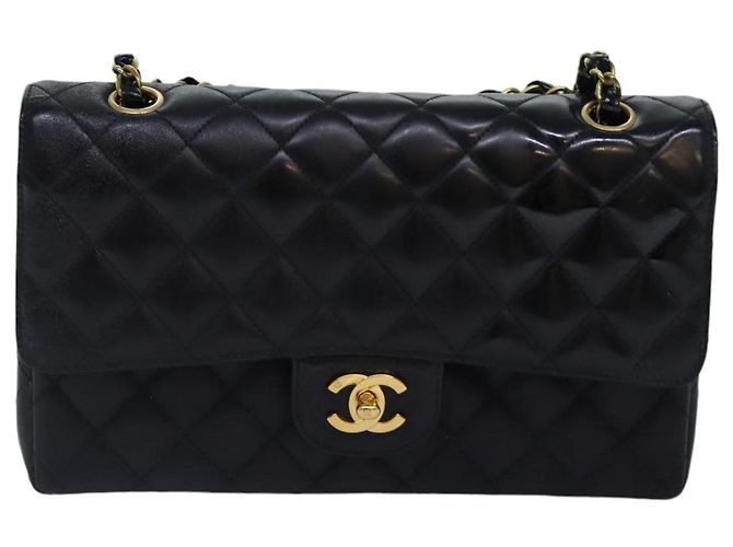 CHANEL Borsa a Spalla Matelassé in Pelle Nera con Catena Dorata CC Auth 88183 Nero D'oro - vista 13