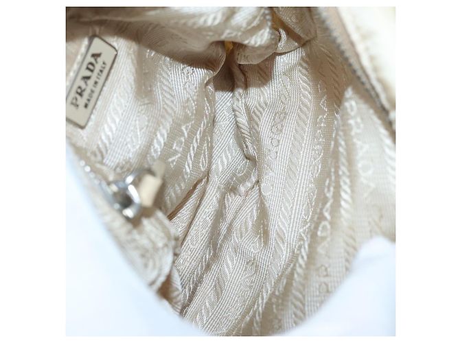 Pochette Prada Nylon Beige Argento Auth ki4892 - vista 11