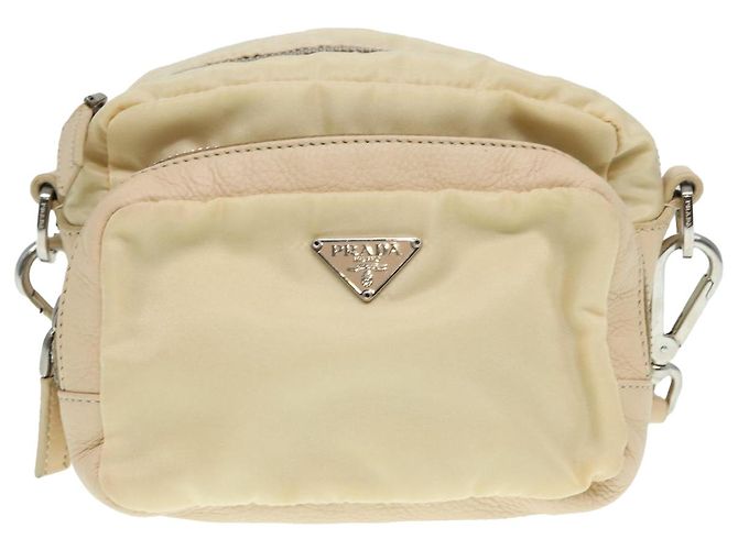 Pochette Prada Nylon Beige Argento Auth ki4892 - vista 13