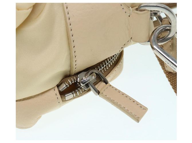 Pochette Prada Nylon Beige Argento Auth ki4892 - vista 17