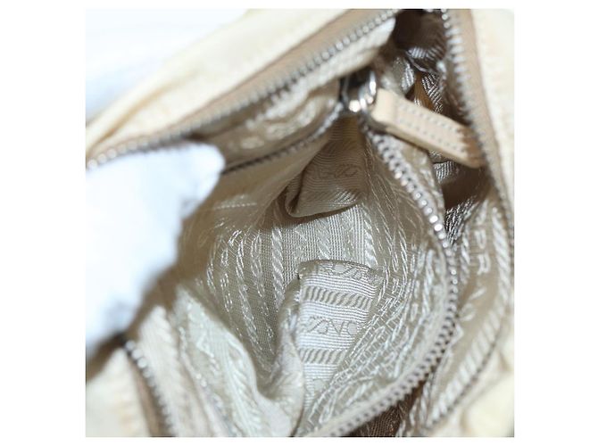Pochette Prada Nylon Beige Argento Auth ki4892 - vista 26