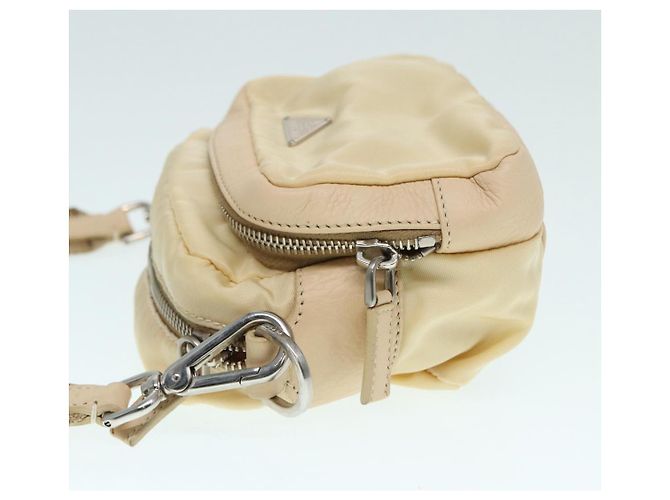 Pochette Prada Nylon Beige Argento Auth ki4892 - vista 4