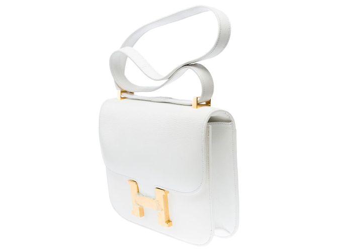 Hermès Sac HERMES Constance en Cuir Blanc - 100707 - vue 4