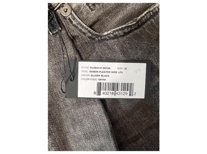R13 Damon Pantalón de pierna ancha plisado Negro - vista 3