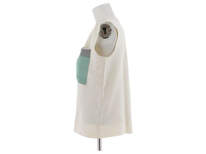 Céline CELINE Tops T.FR 38 Viscosa Blanco - vista 4