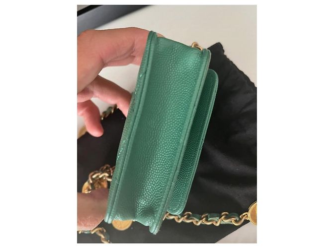 Wallet On Chain Chanel Handtaschen Grün - Ansicht 5