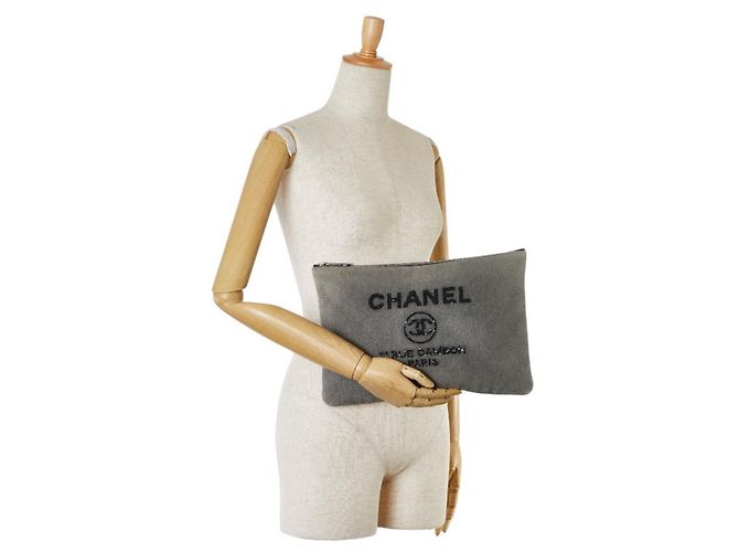 Cambon Borsa a mano con paillettes Chanel Deauville Marrone - vista 10