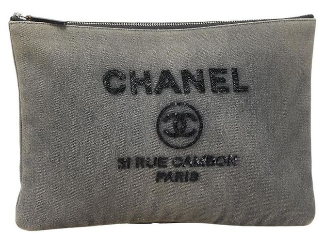 Cambon Borsa a mano con paillettes Chanel Deauville Marrone - vista 2