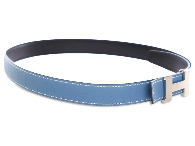 Cinturón reversible Hermès Constance H de cuero azul - vista 2