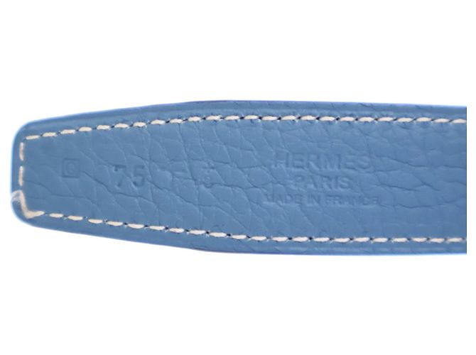 Cinturón reversible Hermès Constance H de cuero azul - vista 5