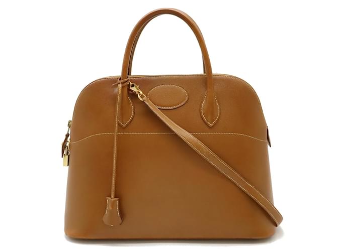 Hermès Hermes Bolide 35 Handbag in Courchevel Leather Brown ref.1631921