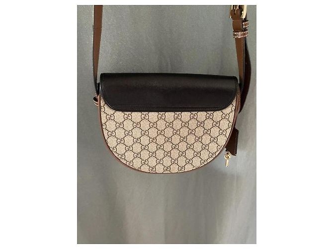 Borsa Gucci in pelle nera e marrone chiaro Nero - vista 2