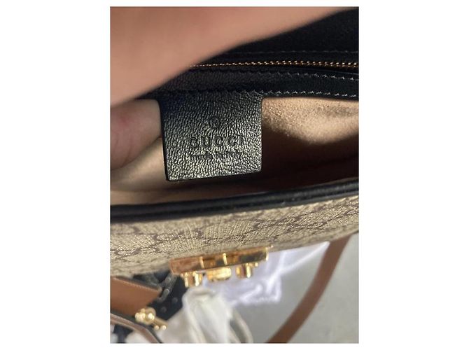 Borsa Gucci in pelle nera e marrone chiaro Nero - vista 7