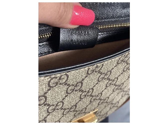 Borsa Gucci in pelle nera e marrone chiaro Nero - vista 8