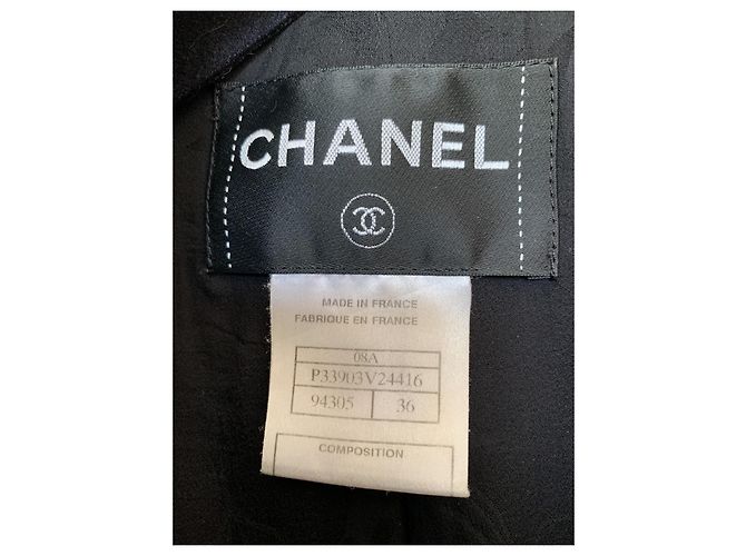 Abrigo negro de terciopelo de doble botonadura con cinturón 08A de Chanel & Karl Lagerfeld 2008 - vista 7