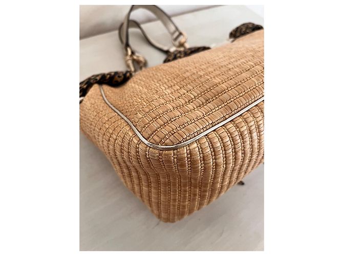 Borsa tote Positano Gucci Marrone Beige Metallico Gold hardware - vista 7