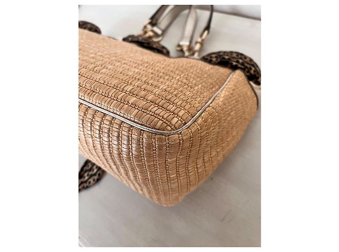 Borsa tote Positano Gucci Marrone Beige Metallico Gold hardware - vista 8