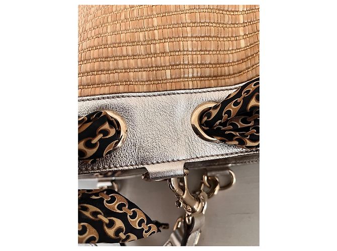 Borsa tote Positano Gucci Marrone Beige Metallico Gold hardware - vista 9