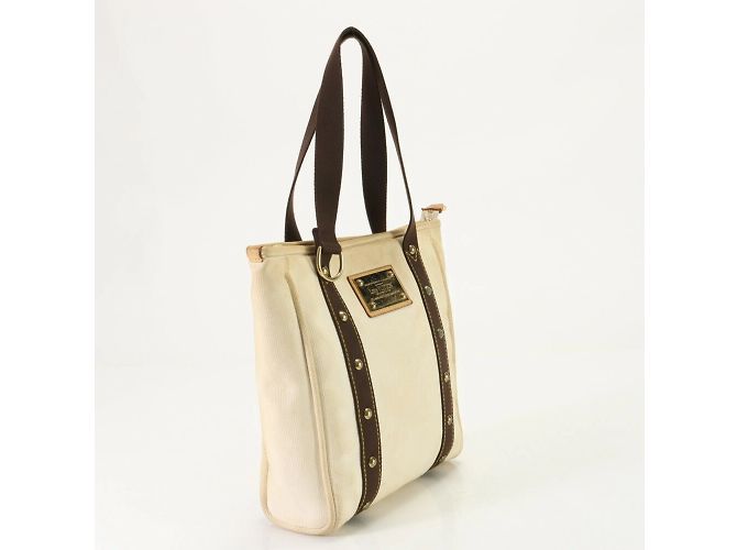 Borsa a Spalla Louis Vuitton Antigua Cabas MM Ecru Crudo - vista 3