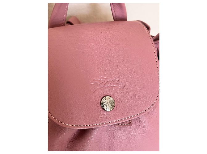 Pliage Longchamp XS leather folding backpack Pink - view 11