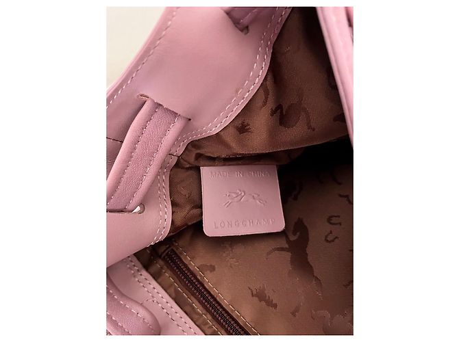 Pliage Longchamp XS leather folding backpack Pink - view 8