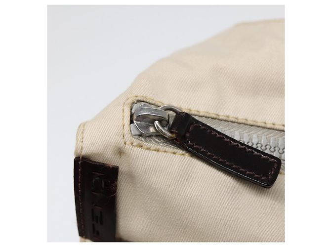 FENDI Schultertasche aus Canvas Leder Beige Braun Silber Authentisch ar12463 - Ansicht 10