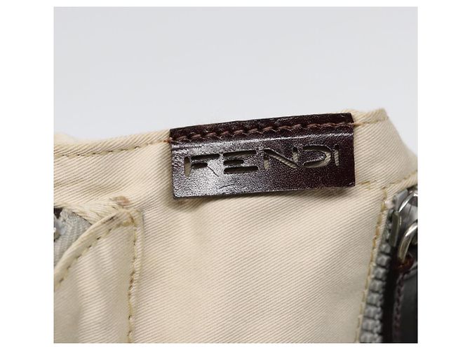 FENDI Schultertasche aus Canvas Leder Beige Braun Silber Authentisch ar12463 - Ansicht 17