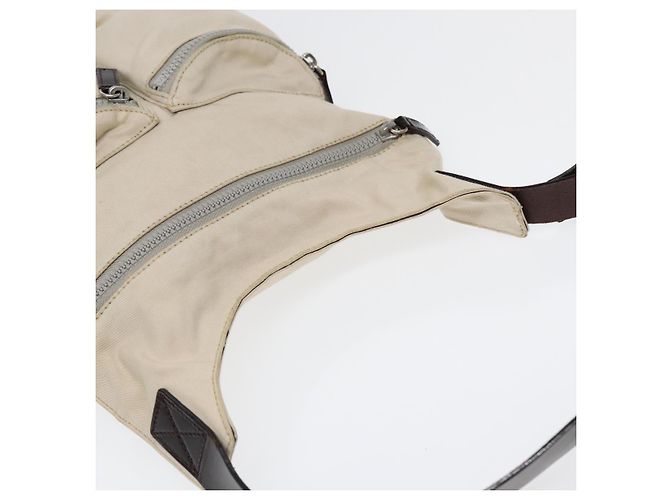 FENDI Schultertasche aus Canvas Leder Beige Braun Silber Authentisch ar12463 - Ansicht 6