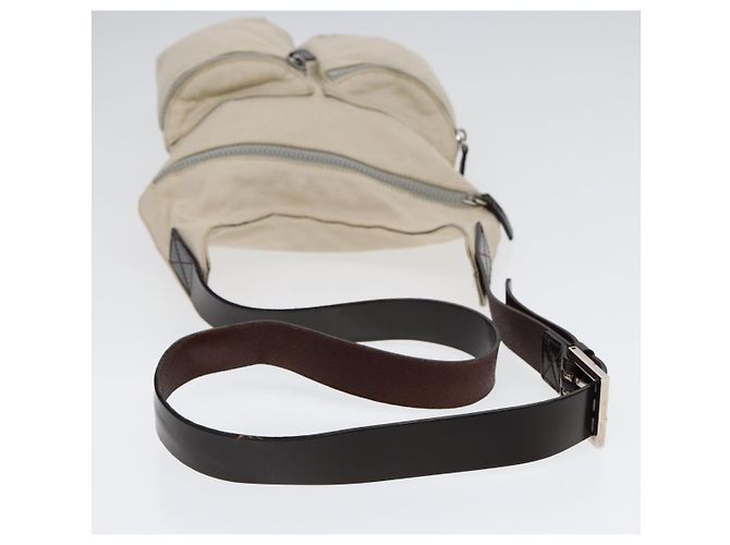 FENDI Schultertasche aus Canvas Leder Beige Braun Silber Authentisch ar12463 - Ansicht 7