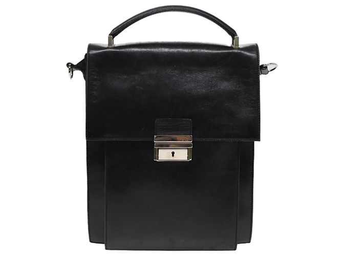 Bolso de mano FENDI de cuero 2 vías negro plateado auténtico ar12462 Plata - vista 13
