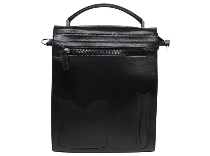 Bolso de mano FENDI de cuero 2 vías negro plateado auténtico ar12462 Plata - vista 2