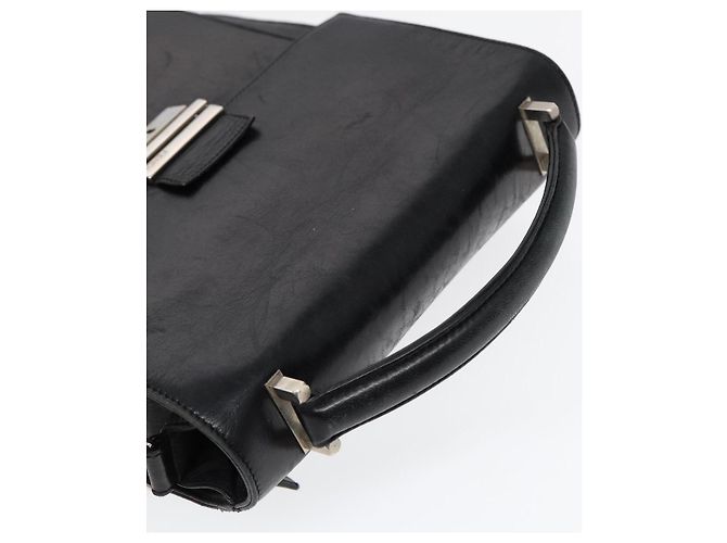 Bolso de mano FENDI de cuero 2 vías negro plateado auténtico ar12462 Plata - vista 6