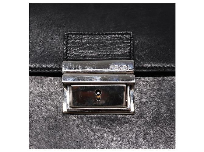 Bolso de mano FENDI de cuero 2 vías negro plateado auténtico ar12462 Plata - vista 9