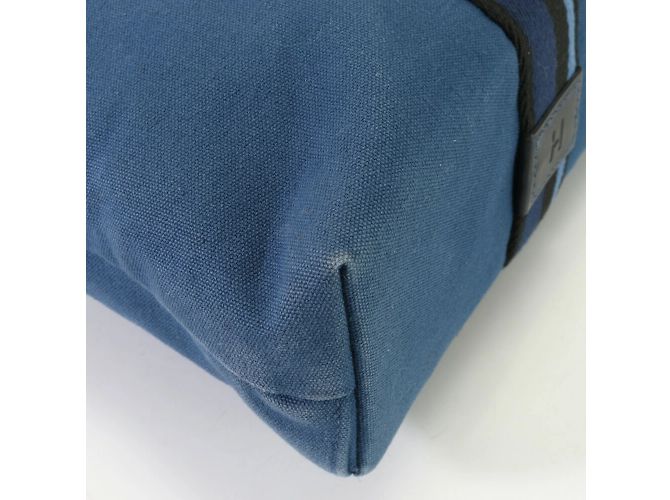 Hermès Borsa a spalla in tela e pelle blu Hermes Troca Horizontal - vista 10