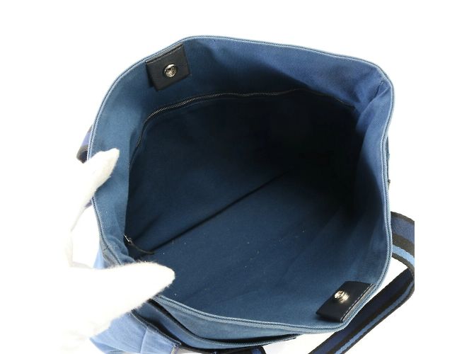 Hermès Borsa a spalla in tela e pelle blu Hermes Troca Horizontal - vista 12