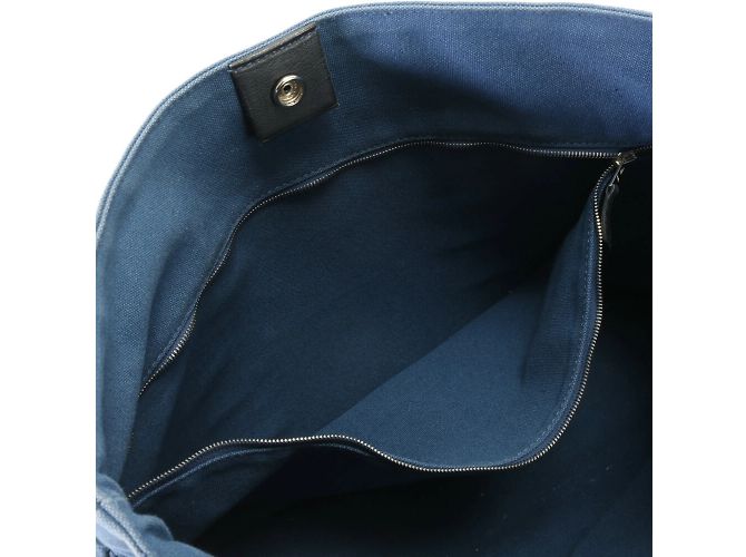 Hermès Borsa a spalla in tela e pelle blu Hermes Troca Horizontal - vista 13
