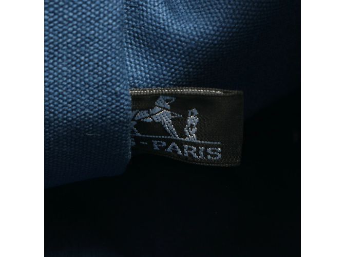 Hermès Borsa a spalla in tela e pelle blu Hermes Troca Horizontal - vista 15