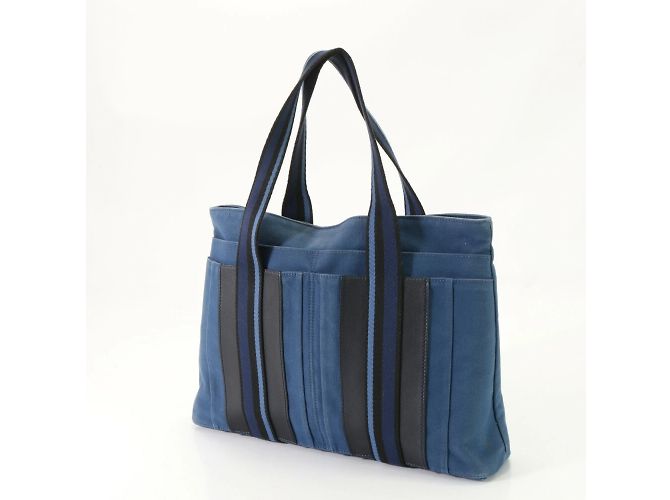 Hermès Borsa a spalla in tela e pelle blu Hermes Troca Horizontal - vista 2