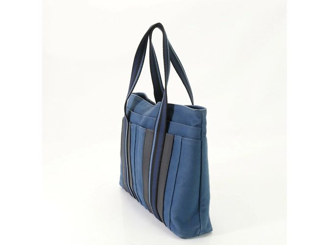 Hermès Borsa a spalla in tela e pelle blu Hermes Troca Horizontal - vista 3