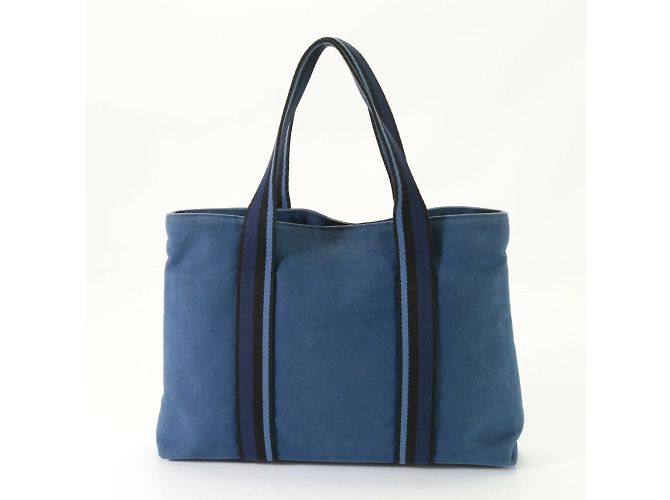 Hermès Borsa a spalla in tela e pelle blu Hermes Troca Horizontal - vista 5
