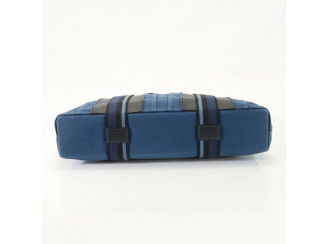 Hermès Borsa a spalla in tela e pelle blu Hermes Troca Horizontal - vista 7