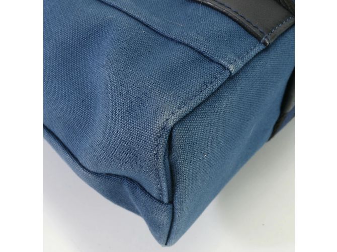 Hermès Borsa a spalla in tela e pelle blu Hermes Troca Horizontal - vista 8